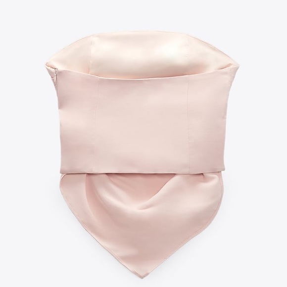 ZARA STRAPLESS SATIN EFFECT SCARF TOP SIZE S/L CHALK PINK  4661/019 NWT - Picture 5 of 5